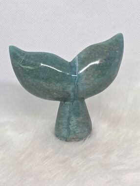 Amazonite Whale Tail Carving | Blue Green Crystal | Ocean Decor | 3.4